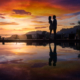 Krabi pre-wedding sunset reflection couple shoot silhouette photography