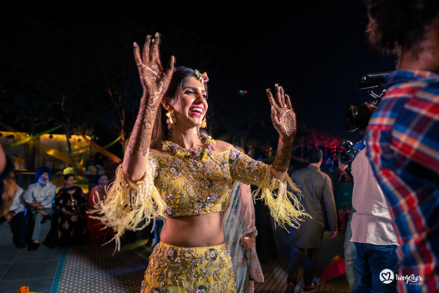 Indian bride dancing at a Delhi wedding.