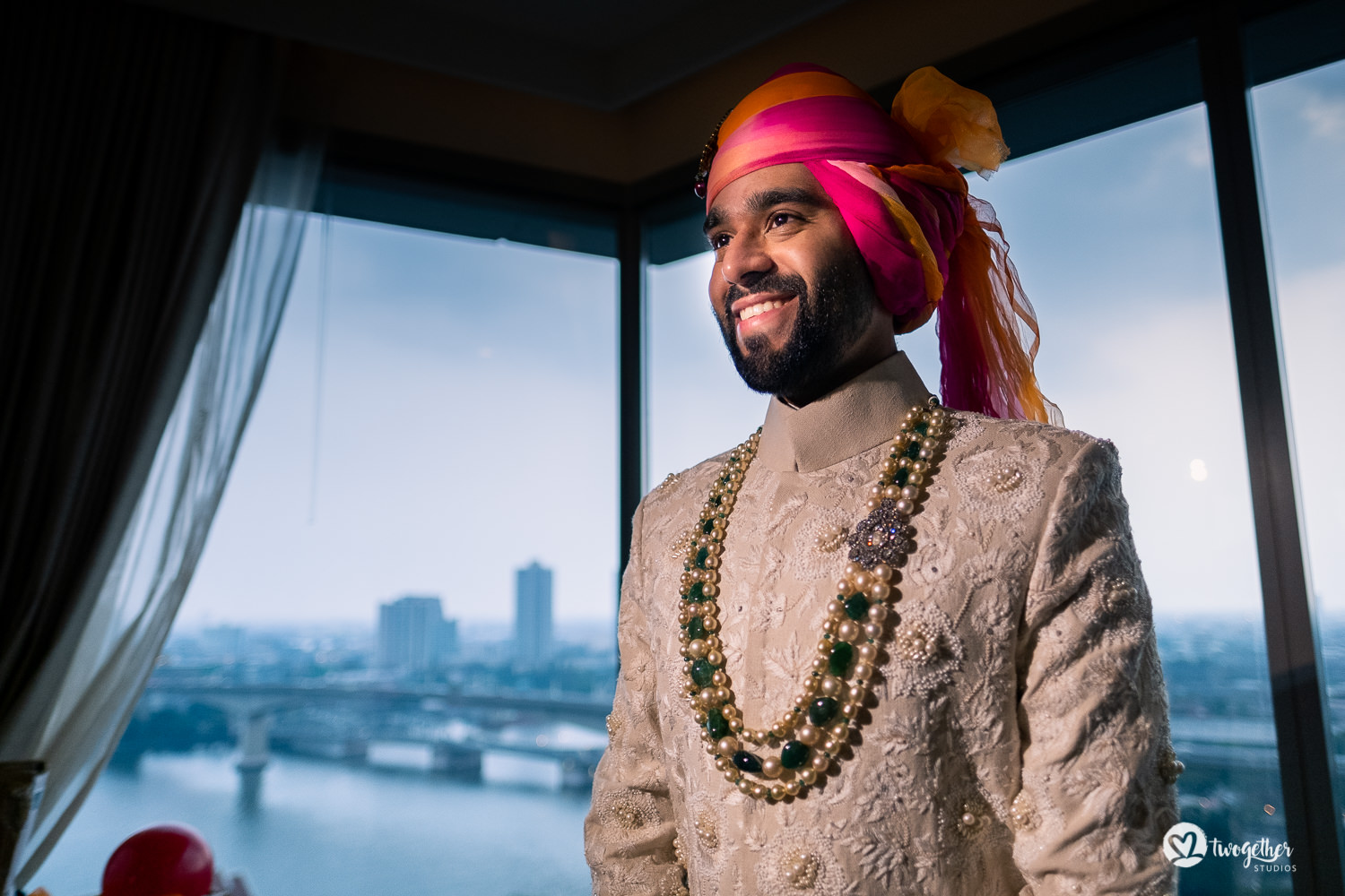 Indian groom ready for his baraat at Bangkok destination wedding.