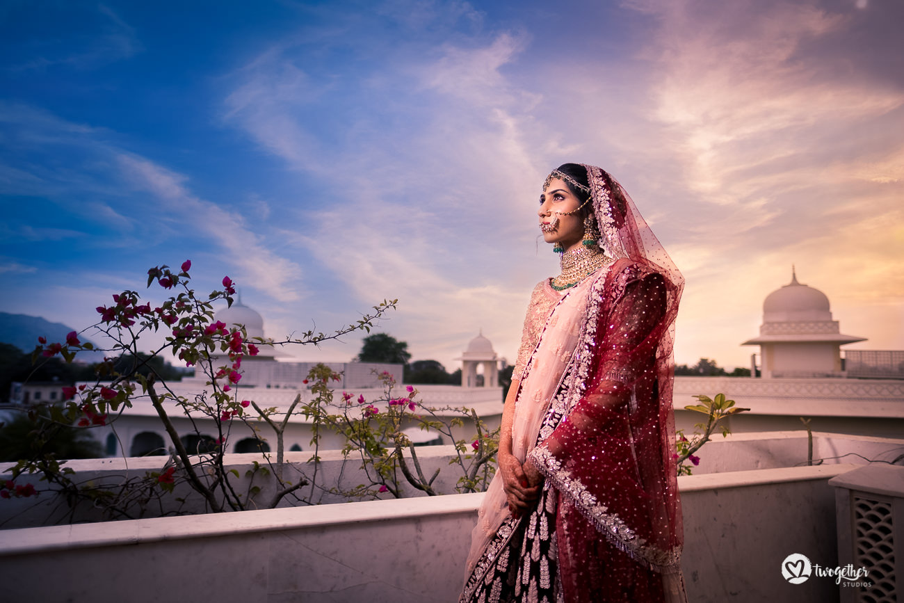 Indian bridal portrait in Jaipur destination wedding.