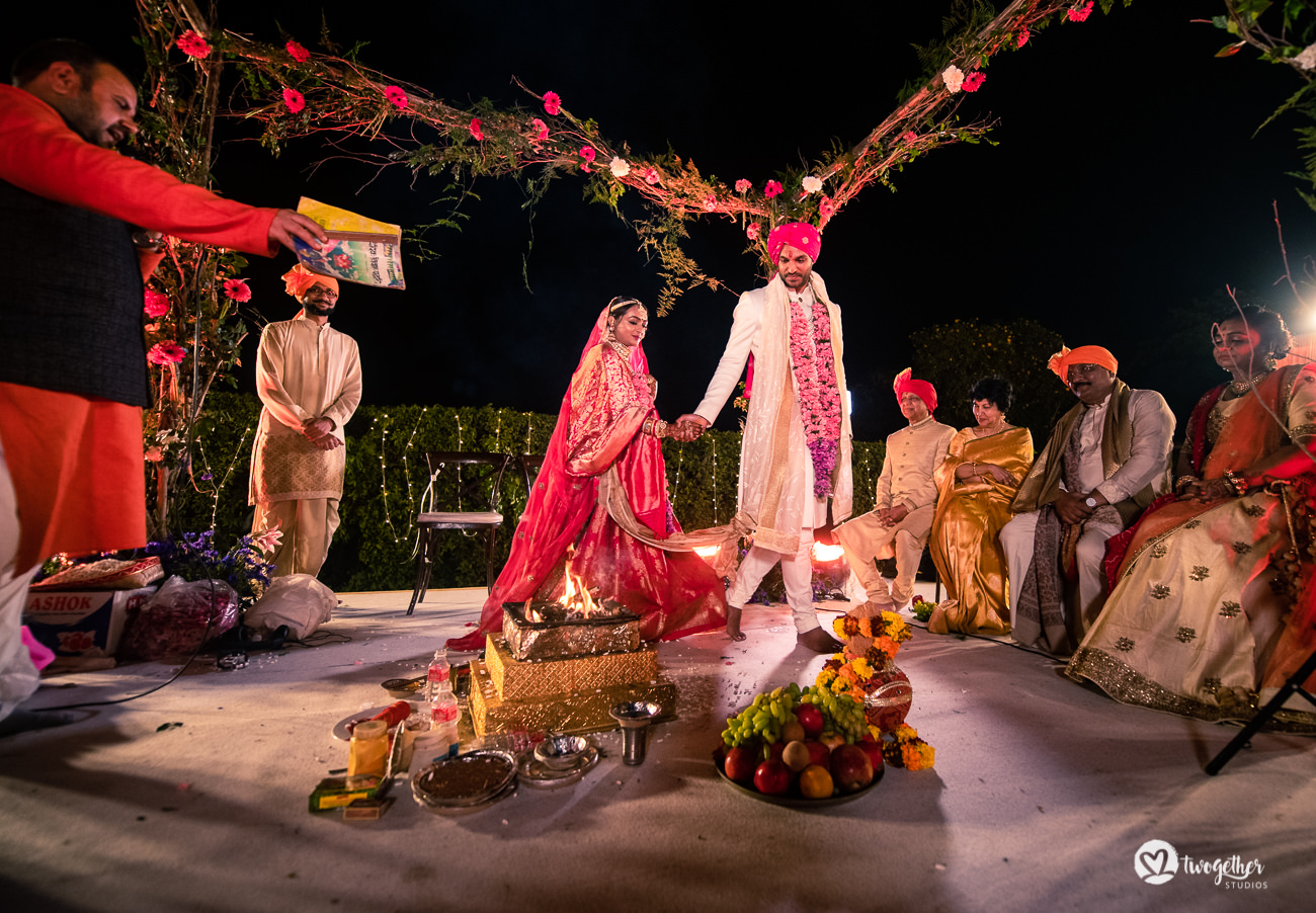Indian wedding couple pheras