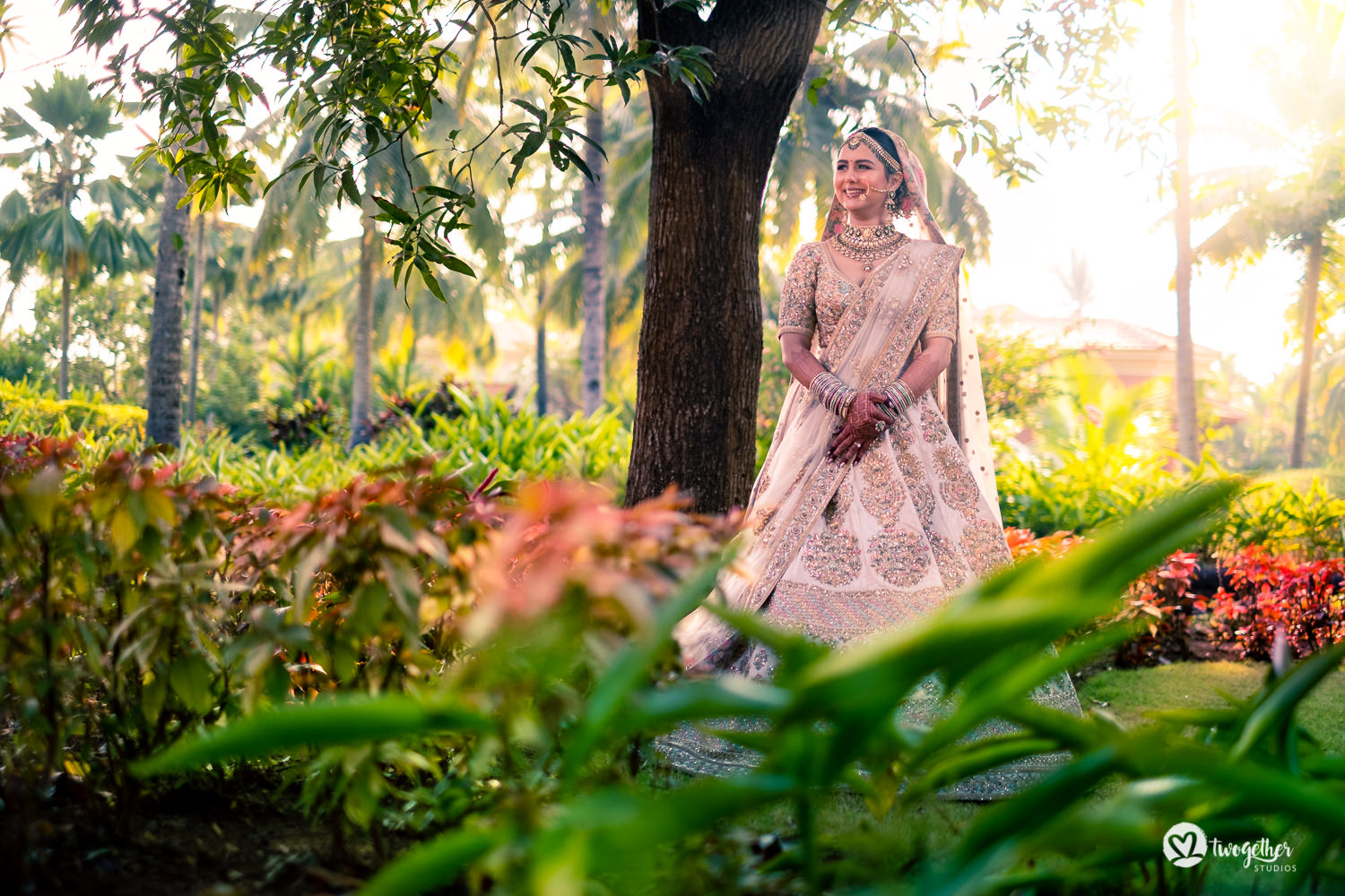 Indian bride in Sabyasachi lehenga for Goa destination wedding