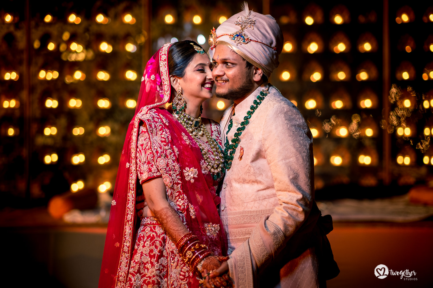 Indian couple wedding portrait at a Jaipur destination wedding.