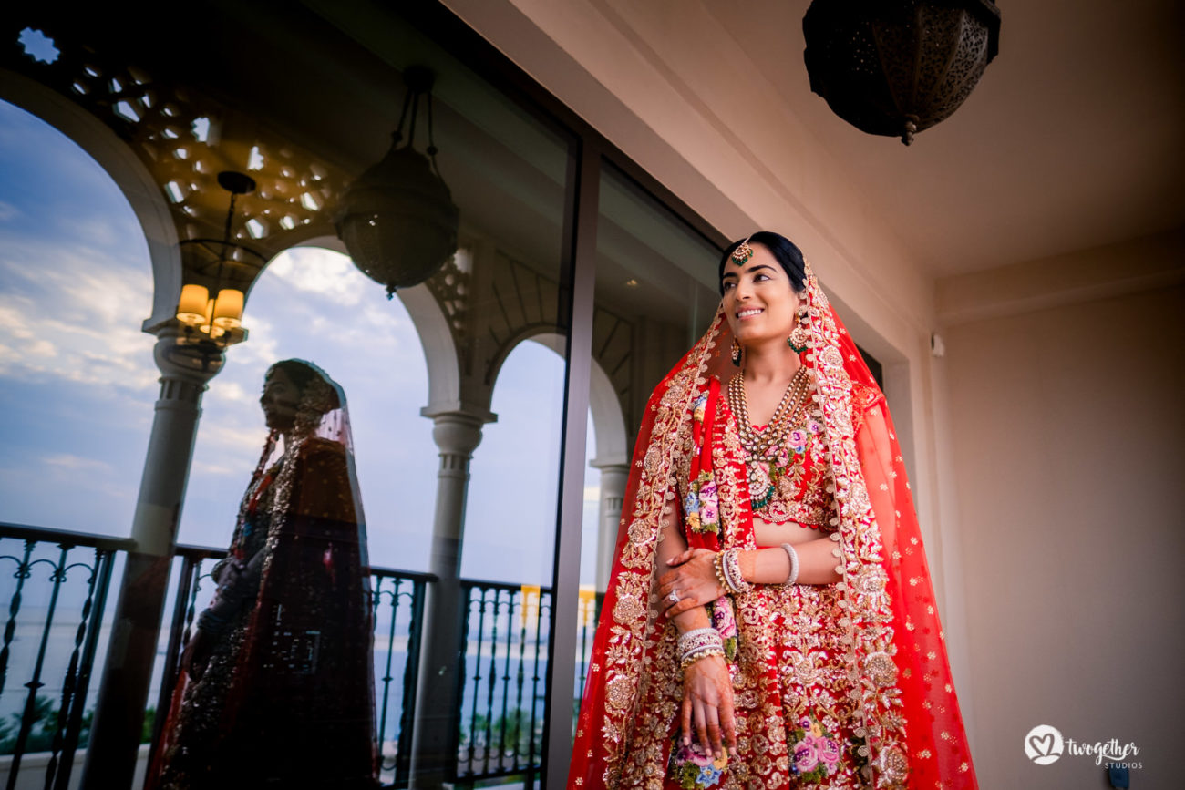 Indian bridal portrait at a Dubai destination wedding.