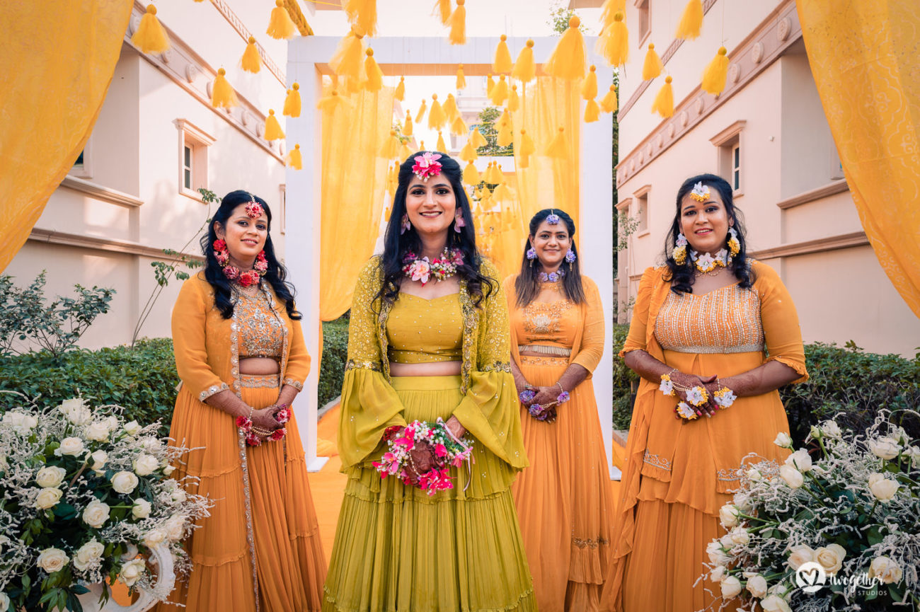 Bride tribe in an ITC Grand Bharat wedding.