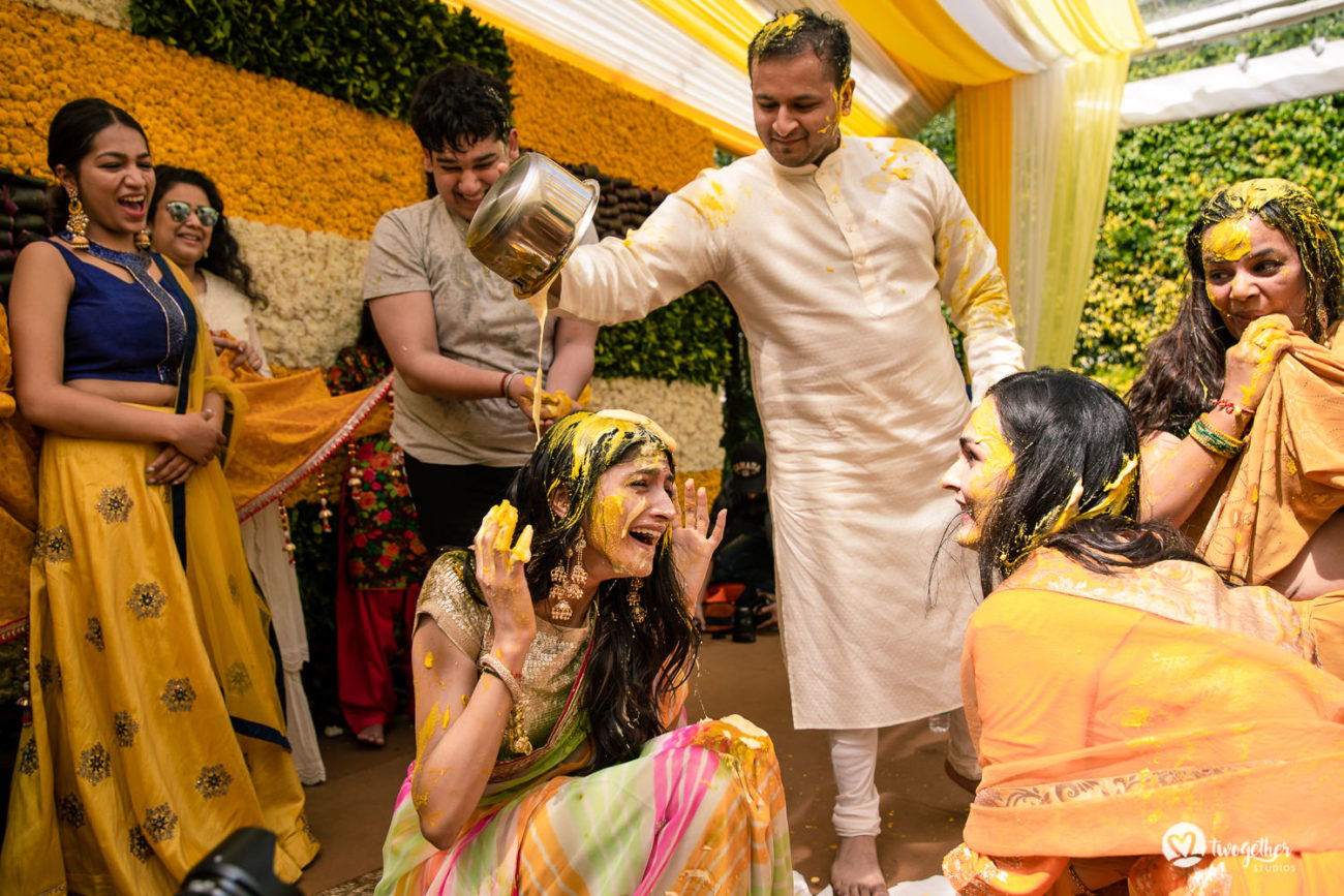 ITC Maurya wedding bridal haldi.