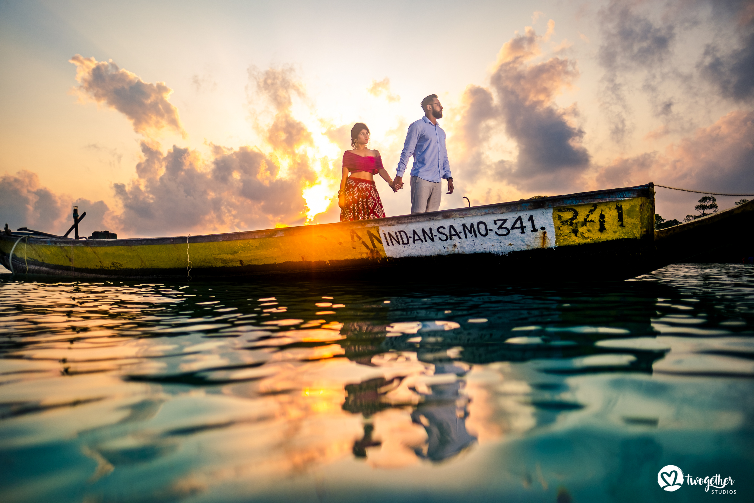 Andaman islands prewedding couple shoot on a boat.