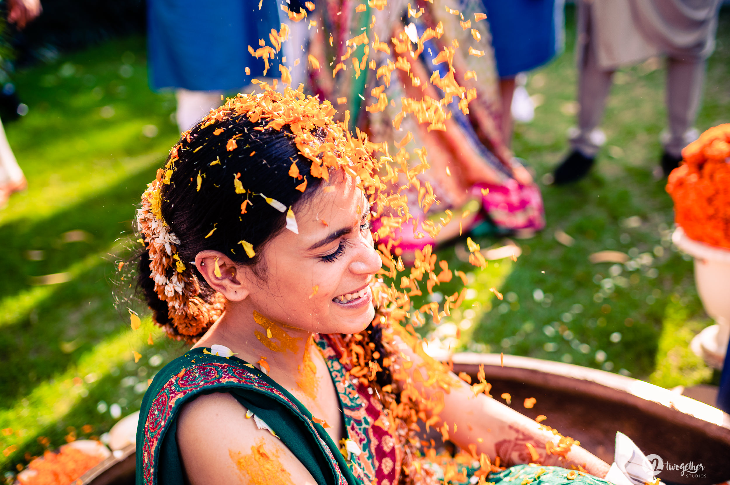 Bride haldi at an Indian wedding in Westin Sohna.