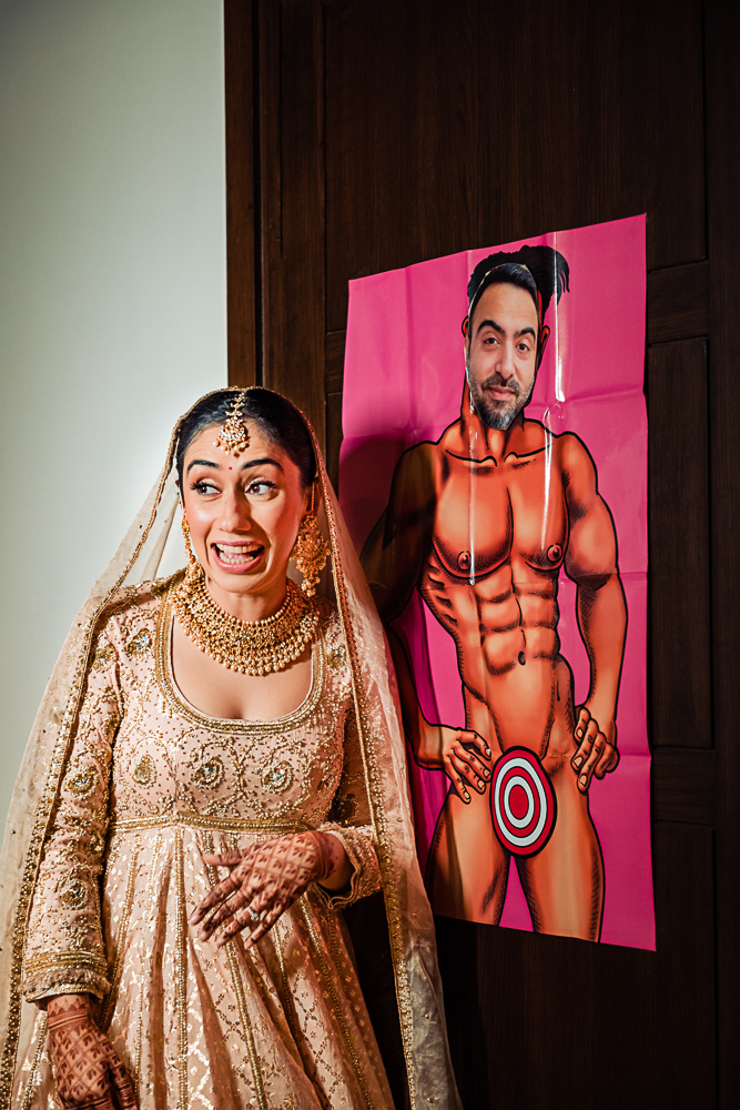 Fun Bride's portrait before Jai Mala
